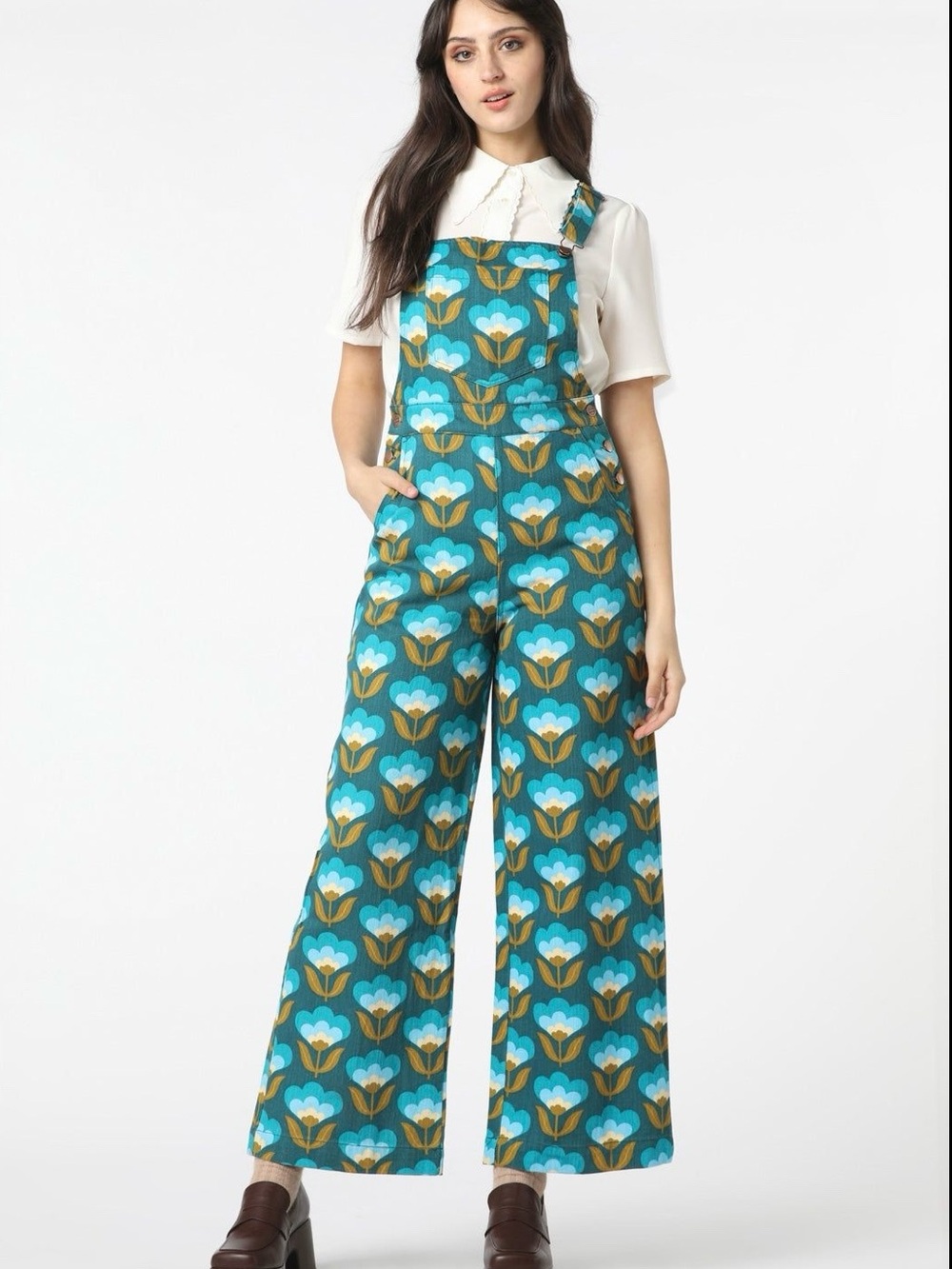 Princess Highway vintage wallpaper print overalls, size 2